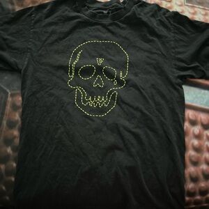 VLONE Black Tee with Neon Skull Design
